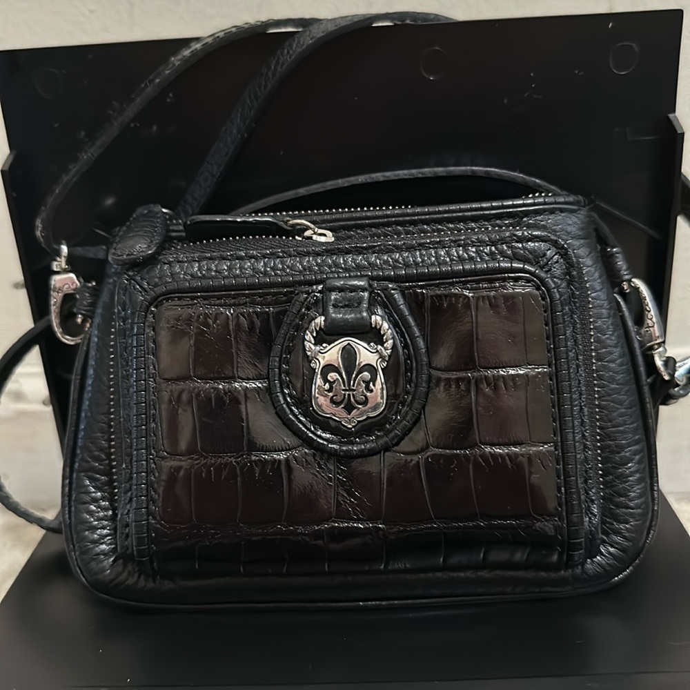 Brighton mini black leather wallet clutch crossbody purse